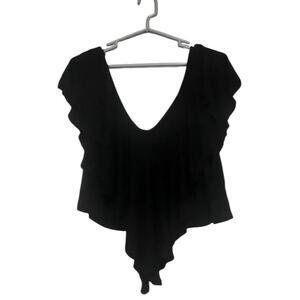 Y2K Toto Collection Black Crop Top Womens 3X Plus Size Cropped Asymmetrical